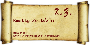 Kmetty Zoltán névjegykártya